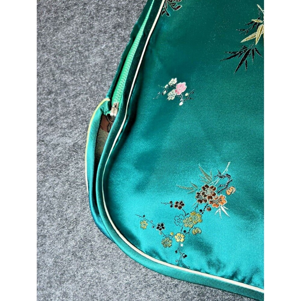 Silk Embroidered Mandarin Collar Top - Teal Green - Picture 2 of 16